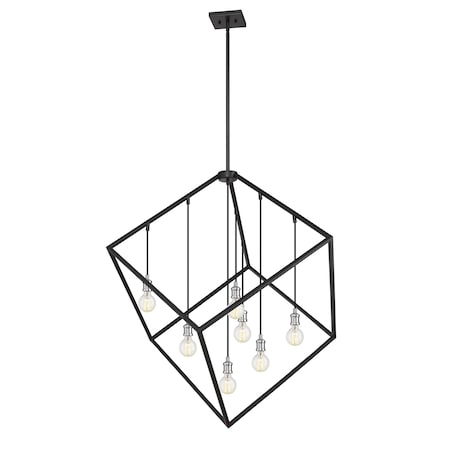 Z-Lite Vertical 7 Light Pendant, Matte Black 478P44-MB-BN